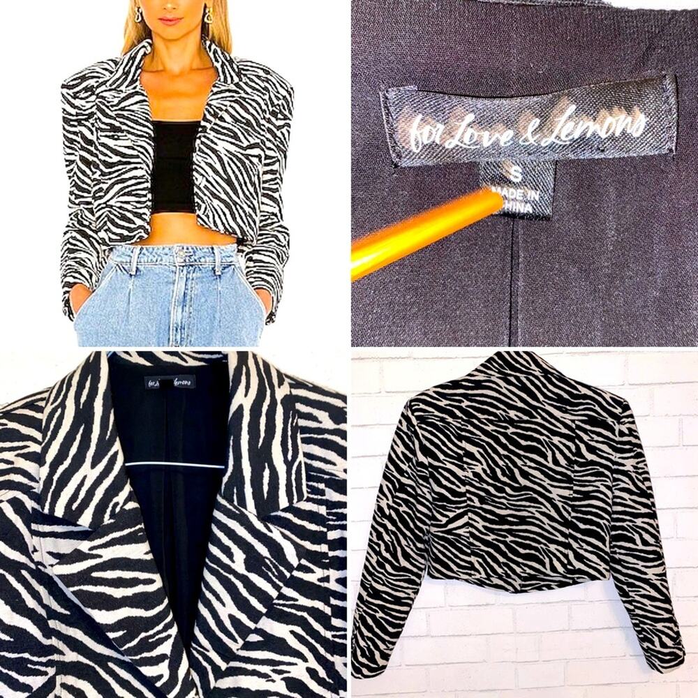 FOR LOVE & LEMONS $189 Josie Cropped Jacket in Zebra Small NWOT